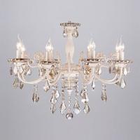 Подвесная люстра Eurosvet Elisha 3281/8 белый с золотом/тонированный хрусталь Strotskis. Фото №1