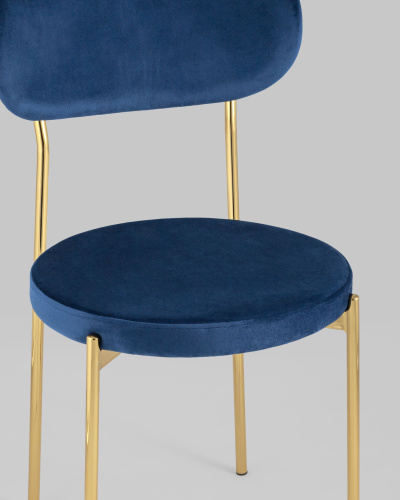 Стул Барбара велюр синий золотые ножки. Фото №9
