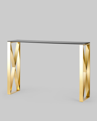 Консоль КРОСС 115*30 золото стекло smoke. Фото