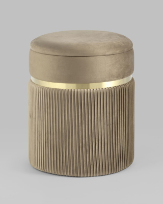 Пуф Миранда с ящиком велюр бежевый фото Пуф Миранда с ящиком велюр бежевый. Фото №3