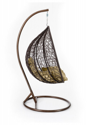 Кресло подвесное (mod. SC-003) с подушкой Металл/Искусственный ротанг, стойка: 105х105х195 см, корзина: 105х68х118 см, стойка:медный,корзина фото Кресло подвесное (mod. SC-003) с подушкой Металл/Искусственный ротанг, стойка: 105х105х195 см, корзина: 105х68х118 см, стойка:медный,корзина. Фото №2