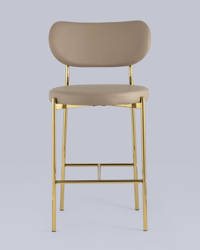 Стул полубарный Барбара экокожа бежевая золотые ножки. Фото №5