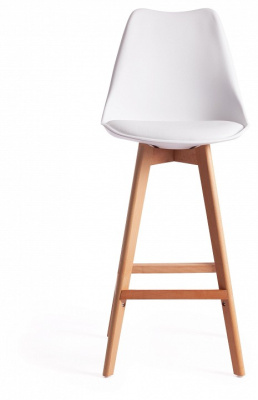 Стул Secret De Maison TULIP BAR (mod. C1014H) пластик/дерево, 57 х 48 х 104 см, белый 018 /натуральный  (поставляется по 4 шт). Фото