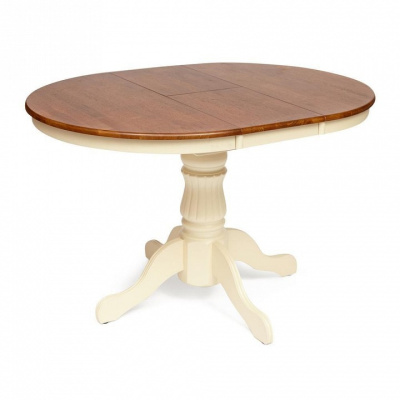 Стол NAVARRESE (mod. E-R36R+12AV NMO-2B) дерево гевея/мдф, D90+30x76см, rustic oak+cream (дуб+кремовый) фото Стол NAVARRESE (mod. E-R36R+12AV NMO-2B) дерево гевея/мдф, D90+30x76см, rustic oak+cream (дуб+кремовый). Фото №2