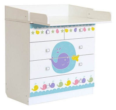 Комод пеленальный Polini kids Simple 1780 Морская история, белый. Фото