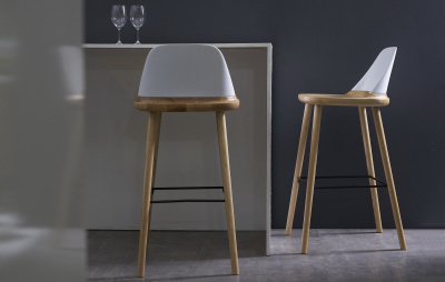 Барный стул BS-S123A белый/бук. Фото №4