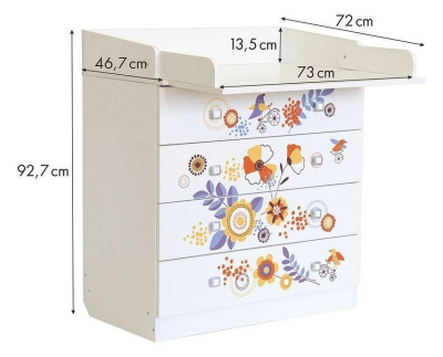 Комод пеленальный Polini kids Simple 1580 Прогулка, белый. Фото