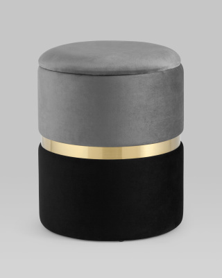 Пуф Кэрри с ящиком велюр серо-черный фото Пуф Кэрри с ящиком велюр серо-черный. Фото №3