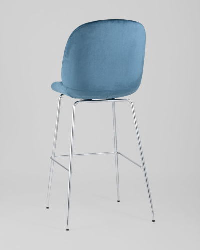 Стул барный Beetle со спинкой маренго хромированные ножки. Фото №7