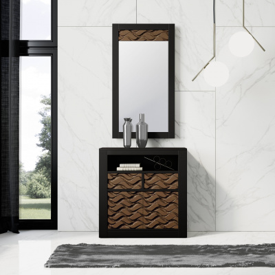 Узкая тумба NORA 3048.4 Negro mate/Cedro фото Узкая тумба NORA 3048.4 Negro mate/Cedro. Фото №2