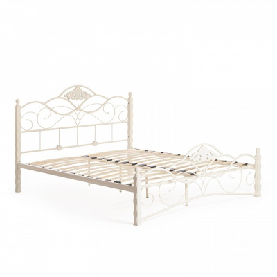 Кровать CANZONA Wood slat base дерево гевея/металл, 160*200 см (Queen bed), Белый (butter white). Фото