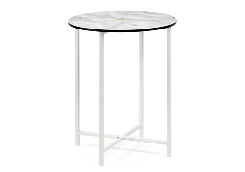 Журнальный стол Манеттия стекло мрамор золото / белый. Фото №1