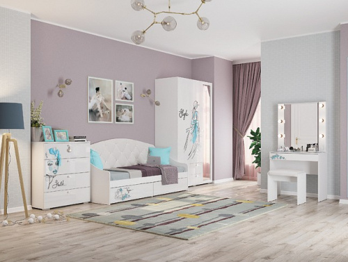 Гламур Комод белый/белый глянец. Фото №2