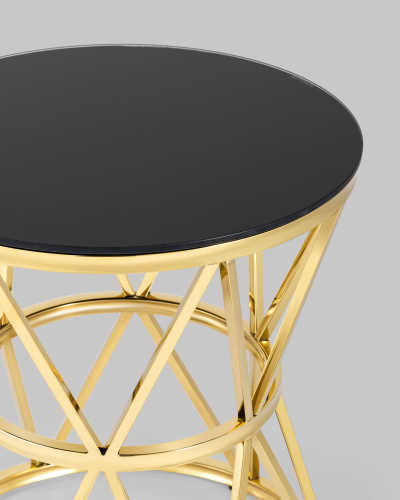 Журнальный стол 50*50 ВИВА золото стекло черное. Фото №7
