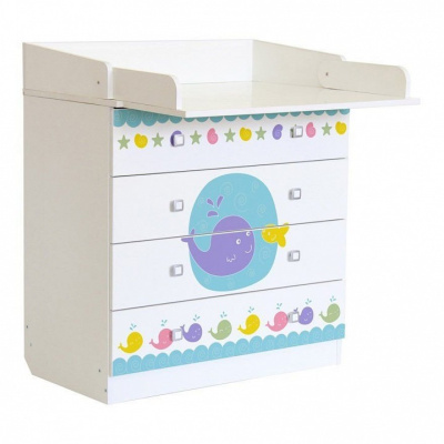 Комод пеленальный Polini kids Simple 1580 Морская история, белый. Фото