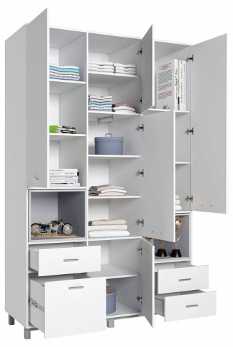 Шкаф комбинированный Polini Kids Mirum, белый. Фото №3