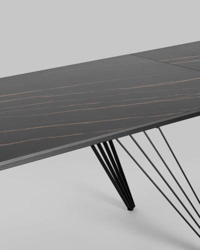 Стол обеденный Пандора раскладной 180-280*90 керамика темная. Фото №8