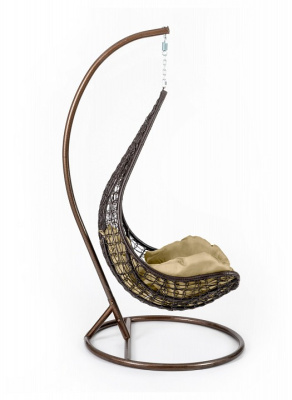 Кресло подвесное (mod. SC-010) с подушкой Металл/Искусственный ротанг, стойка:105х105х195см корзина:78х68х125см, стойка:медный,корзина:корич фото Кресло подвесное (mod. SC-010) с подушкой Металл/Искусственный ротанг, стойка:105х105х195см корзина:78х68х125см, стойка:медный,корзина:корич. Фото №2