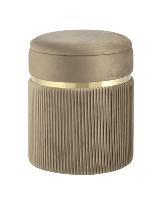 Пуф Миранда с ящиком велюр бежевый фото Пуф Миранда с ящиком велюр бежевый. Фото №2