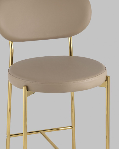 Стул полубарный Барбара экокожа бежевая золотые ножки. Фото №9