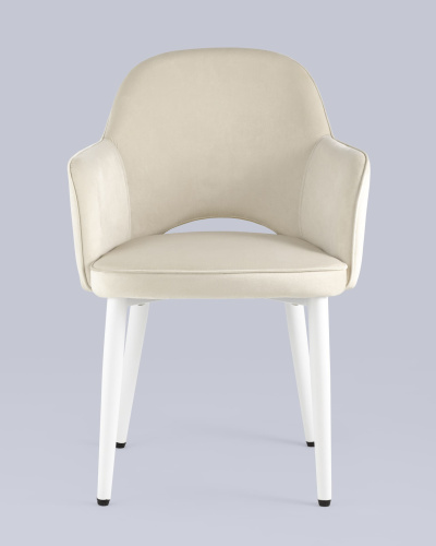 Стул Венера велюр кремовый ножки белые. Фото №5