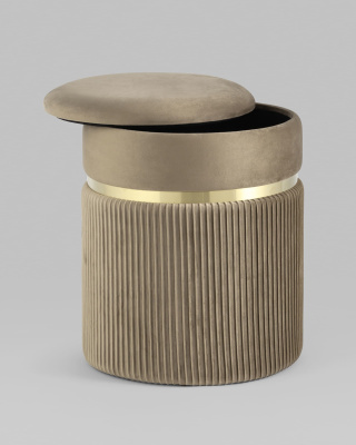 Пуф Миранда с ящиком велюр бежевый фото Пуф Миранда с ящиком велюр бежевый. Фото №4