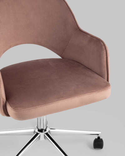 Кресло компьютерное Кларк велюр розовый. Фото №9