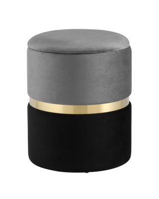 Пуф Кэрри с ящиком велюр серо-черный фото Пуф Кэрри с ящиком велюр серо-черный. Фото №2
