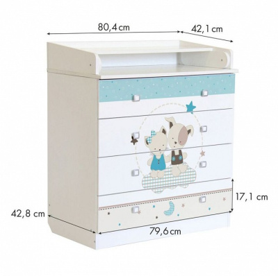 Комод пеленальный Polini Kids Simple 1580, белый. Фото