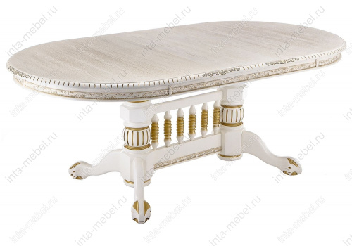 Стол деревянный Кантри молочный с золотой патиной. Фото №2