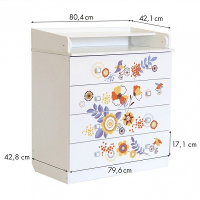 Комод пеленальный Polini kids Simple 1580 Прогулка, белый. Фото