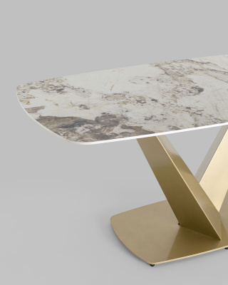 Стол обеденный Аврора 180*90 керамика светлая. Фото