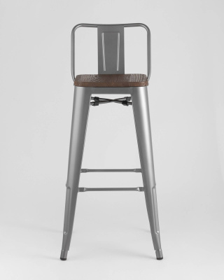 Стул барный TOLIX WOOD со спинкой серебристый матовый. Фото №4