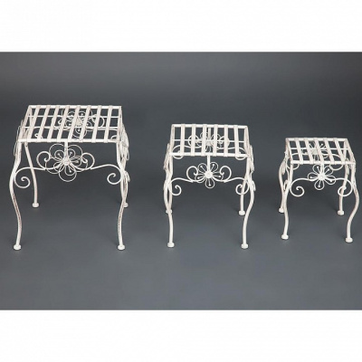 Столики Secret de Maison (набор 3 шт) GARDEN (mod. PL08-5824), белый антик (antique white) (поставляется только по 4 шт). Фото